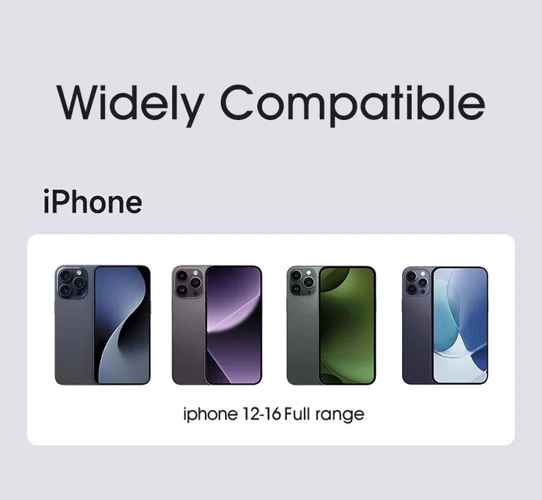 iPhone models 12 to 16 displayed, showing wide compatibility for smartphones